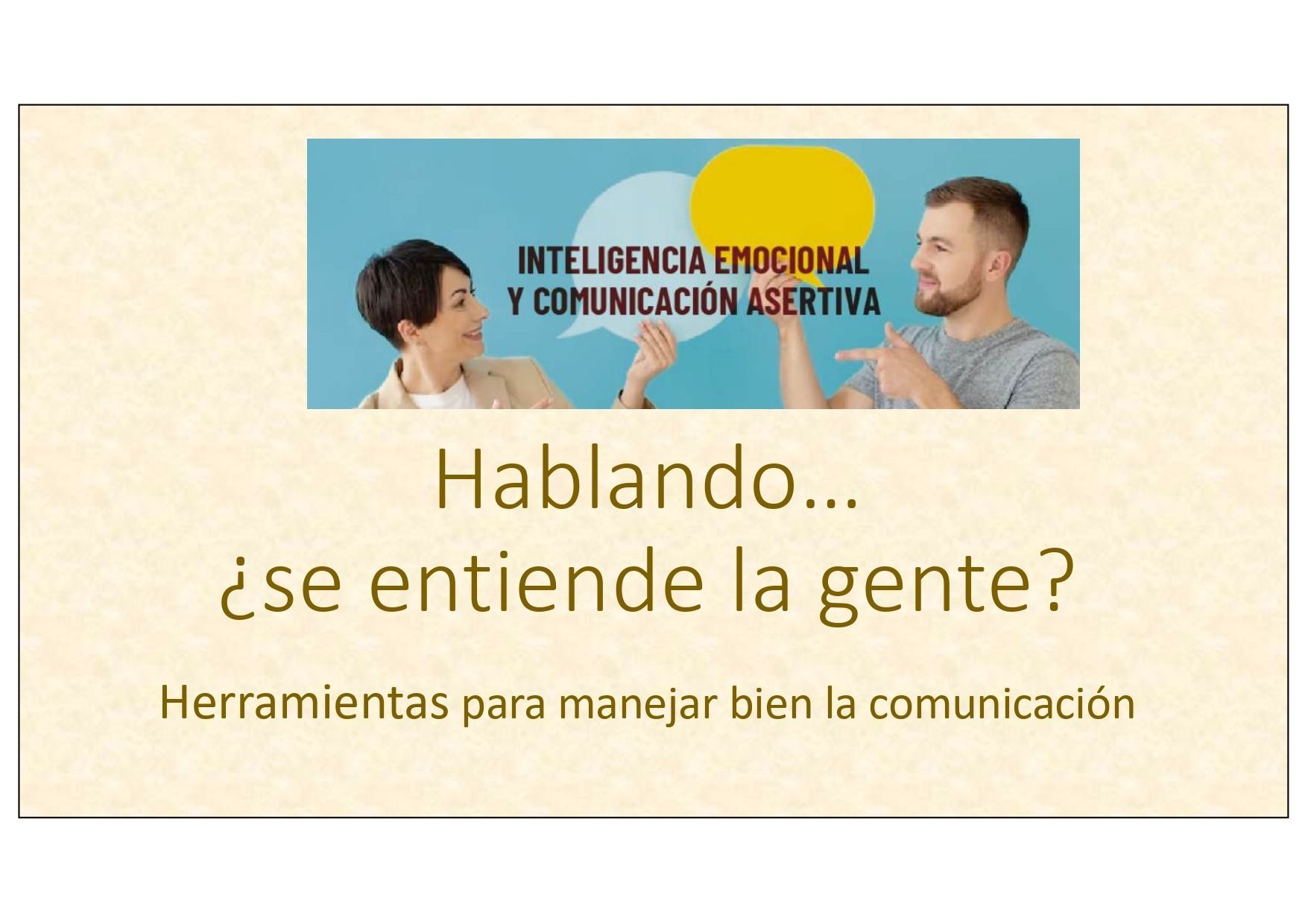 Un hombre y una mujer están hablando entre sí en español.